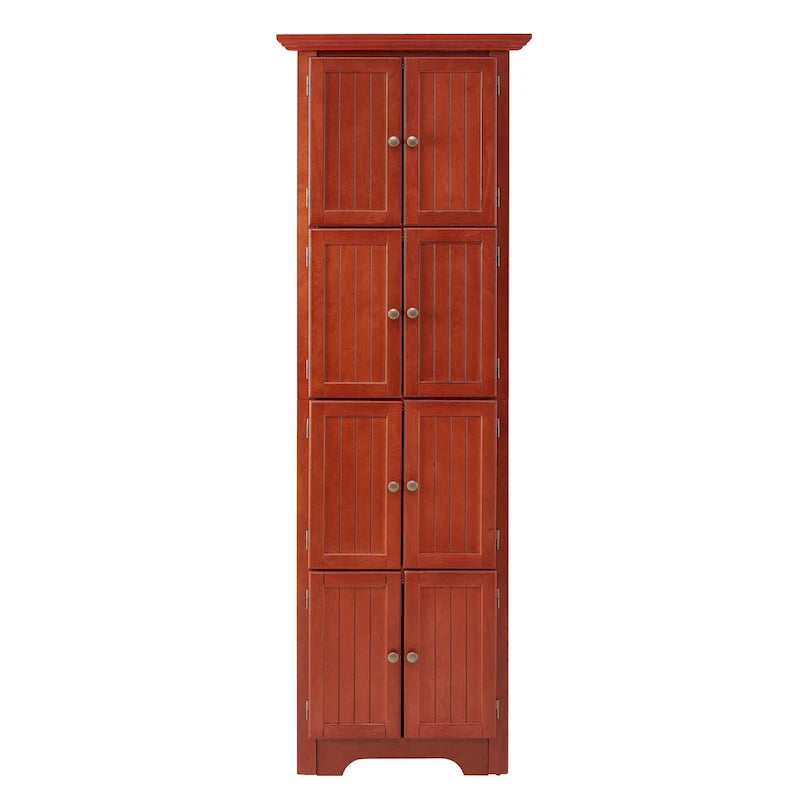 72-Inch Corner Pantry Cabinet with 8 Doors and 4 Shelves, Oak Finish