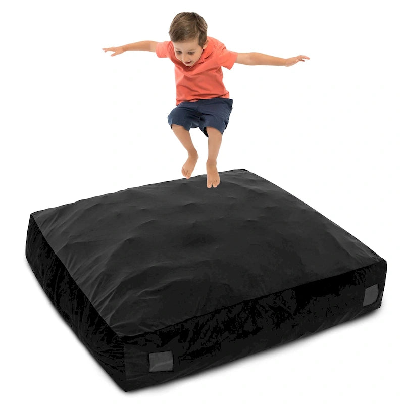 Foam-Filled Sensory Crash Pad Mat with Washable Velvet Cover, Blue & Black