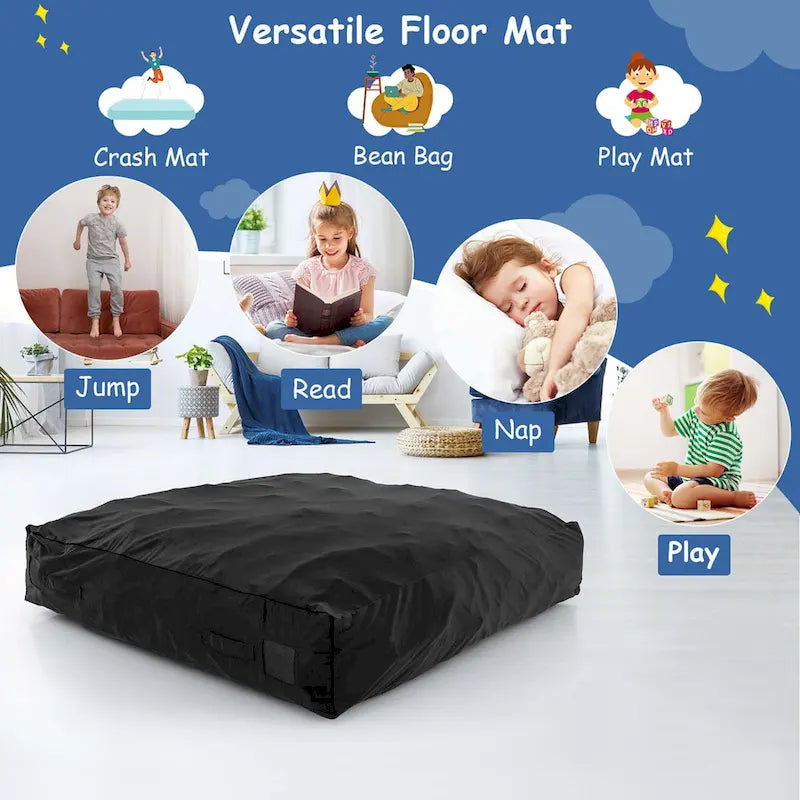 Materassino sensoriale imbottito in schiuma con rivestimento lavabile in velluto, blu e nero