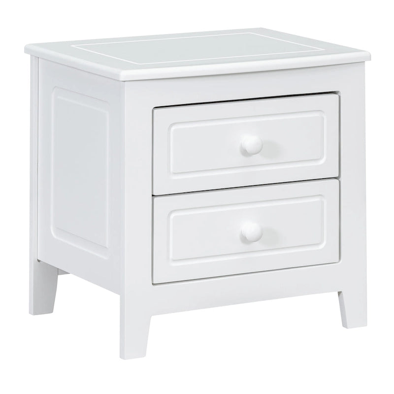 2-Drawer Nightstand Walnut White Mid-Century Retro Bedside Table