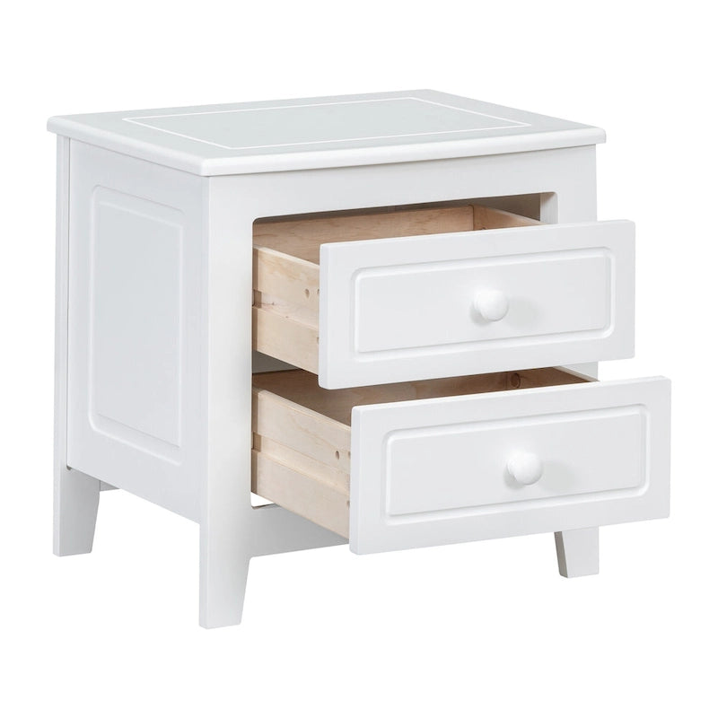 2-Drawer Nightstand Walnut White Mid-Century Retro Bedside Table