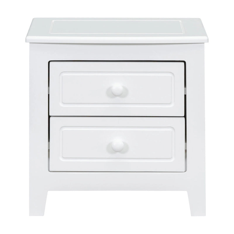 2-Drawer Nightstand Walnut White Mid-Century Retro Bedside Table