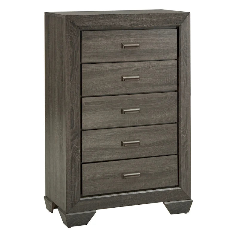 Grey Wood Panel Dresser with Carved Detail and Smoky Finish, Multiple Configurations