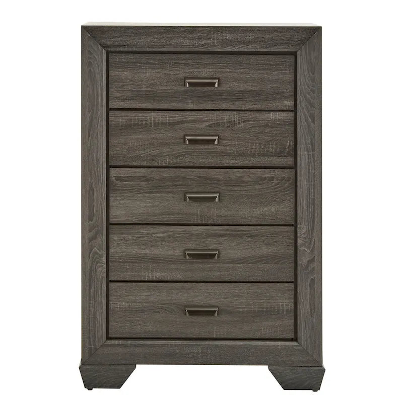 Grey Wood Panel Dresser with Carved Detail and Smoky Finish, Multiple Configurations