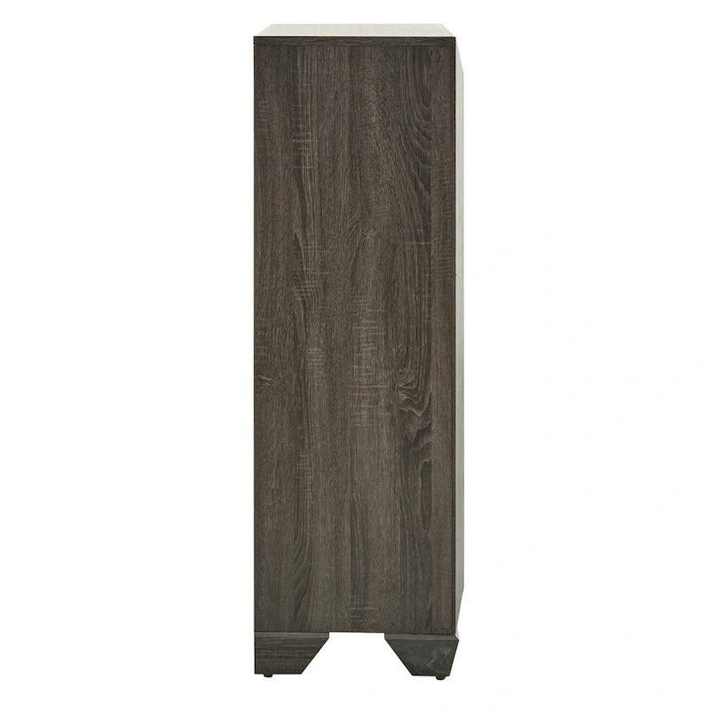 Grey Wood Panel Dresser with Carved Detail and Smoky Finish, Multiple Configurations