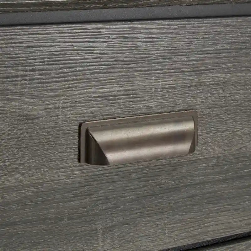 Grey Wood Panel Dresser with Carved Detail and Smoky Finish, Multiple Configurations