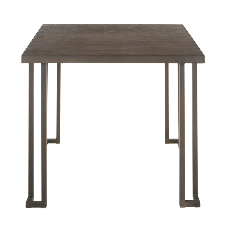 Industrial Wood Top Metal Frame Square Dining Table Antique Espresso