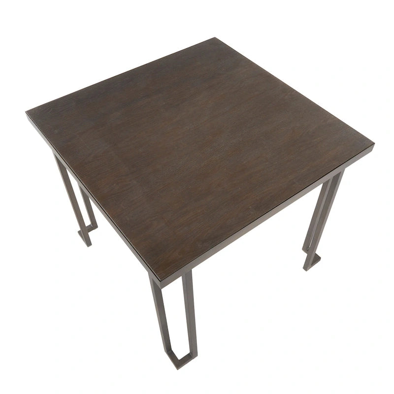 Industrial Wood Top Metal Frame Square Dining Table Antique Espresso