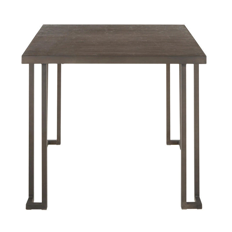 Industrial Wood Top Metal Frame Square Dining Table Antique Espresso