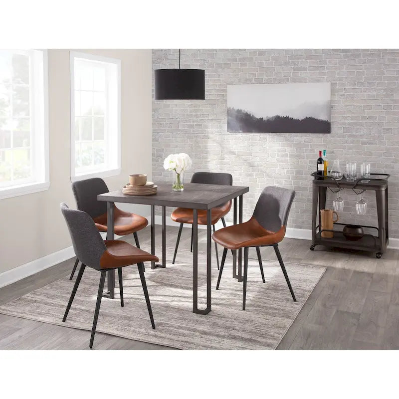 Industrial Wood Top Metal Frame Square Dining Table Antique Espresso