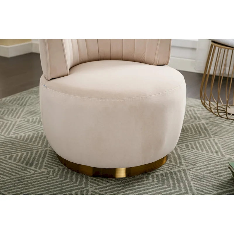 Swivel Barrel Accent Chair Velvet Upholstered Round Cuddle Seat