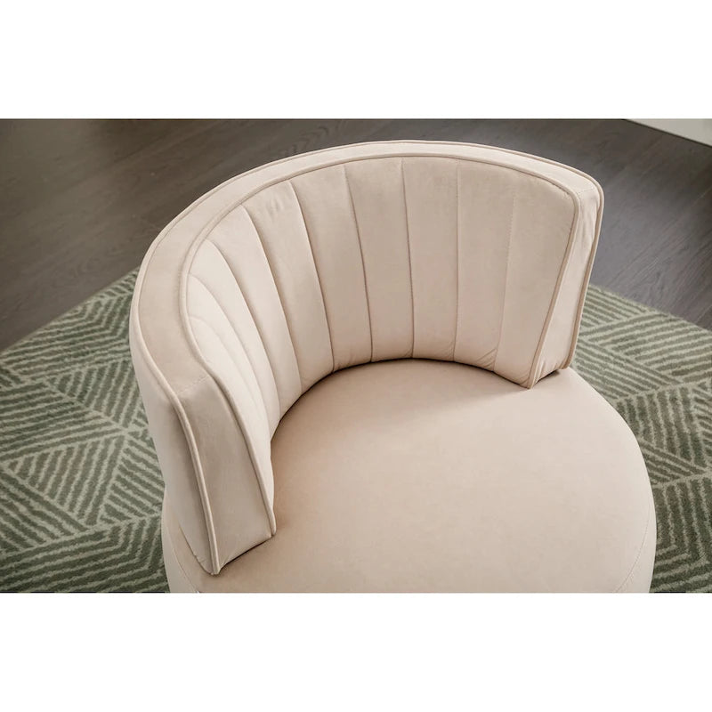 Swivel Barrel Accent Chair Velvet Upholstered Round Cuddle Seat