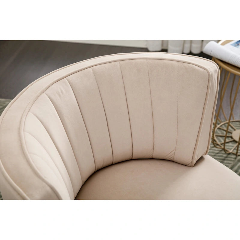 Swivel Barrel Accent Chair Velvet Upholstered Round Cuddle Seat
