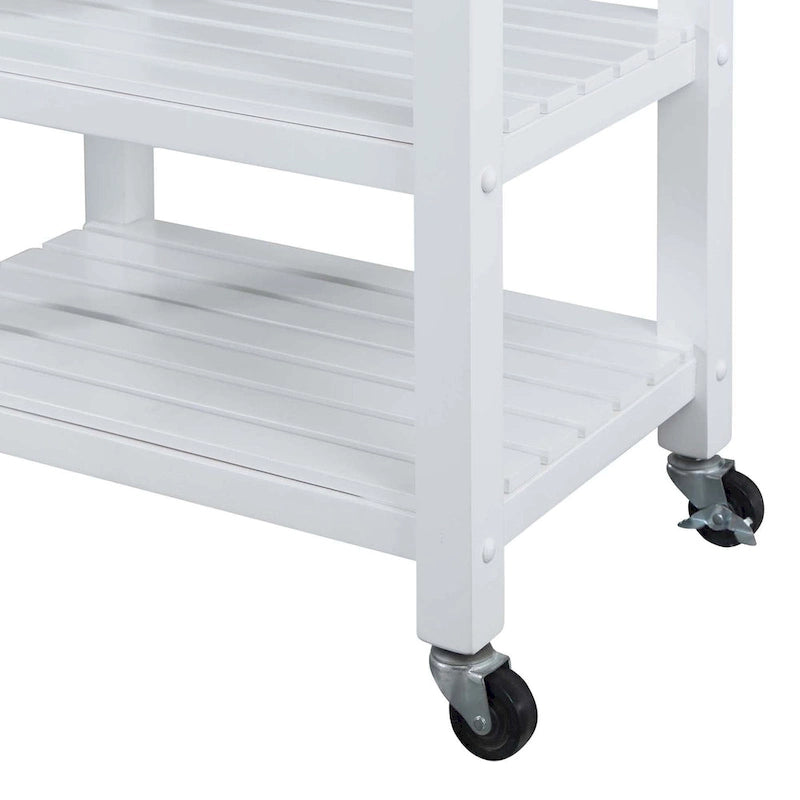 4-Tier Rolling Kitchen Cart with Butcher Block Top, Drawer and Wine Rack