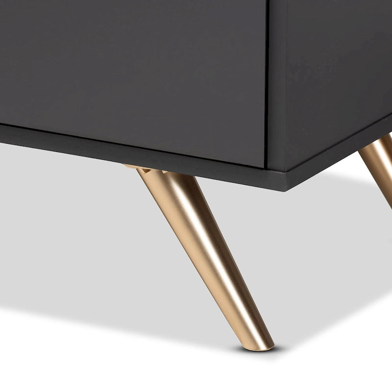 Dark Grey Gold Accent 5-Drawer Engineered Wood Storage Chest with Angled Legs