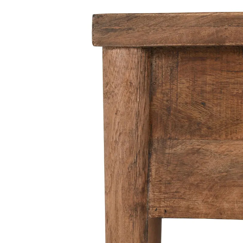 Beistelltisch aus massivem Mangoholz mit einer Schublade und unterer Ablage, Braun