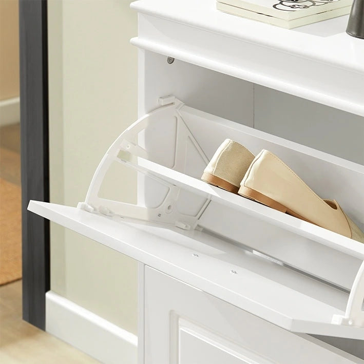 3-Drawer Flip-Door Shoe Cabinet with Top Storage Shelf White