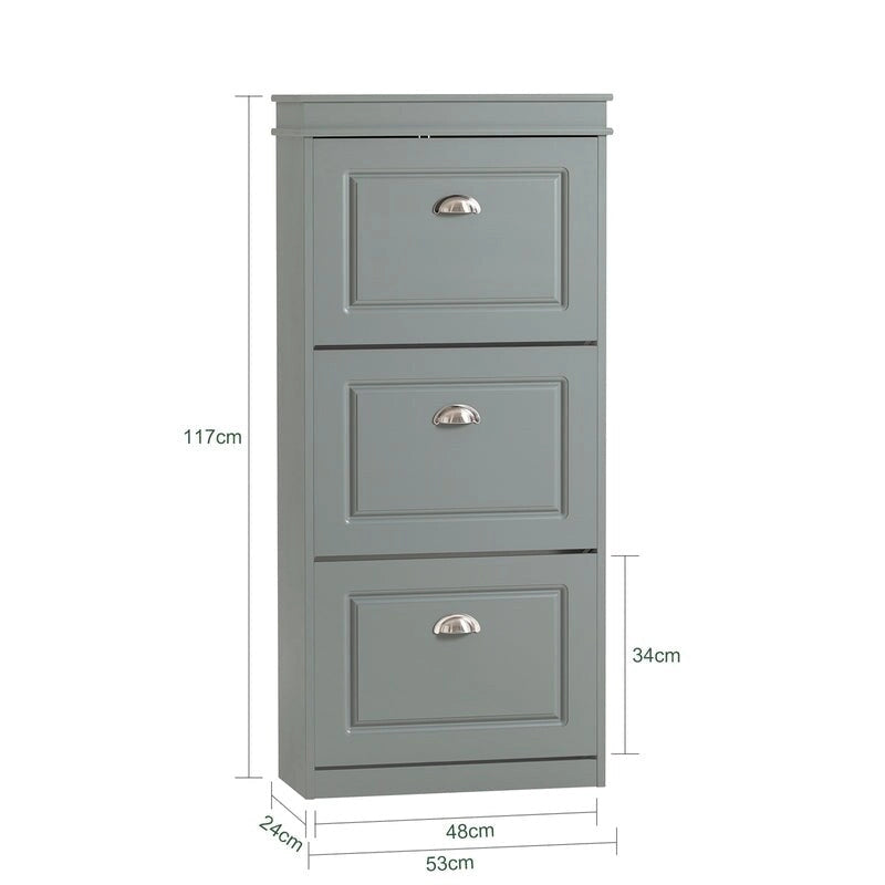 3-Drawer Flip-Door Shoe Cabinet with Top Storage Shelf White