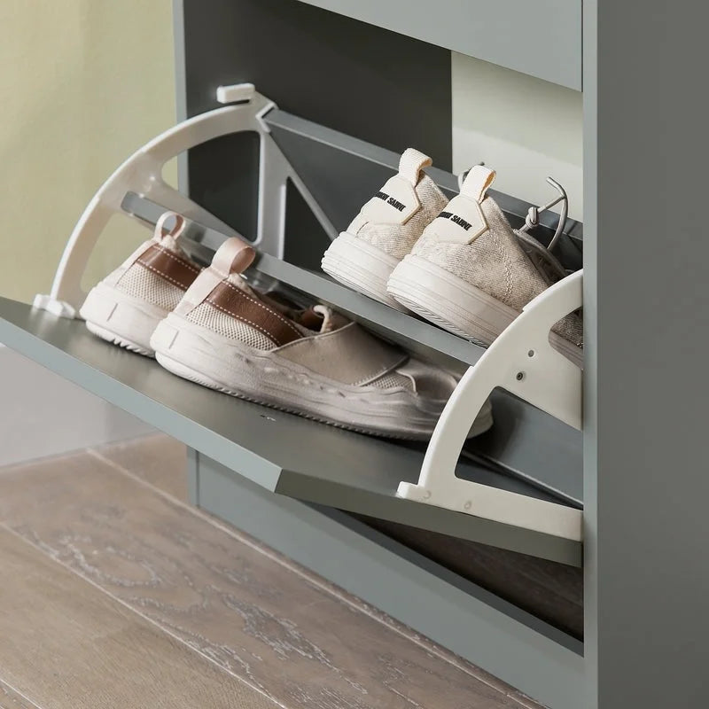 3-Drawer Flip-Door Shoe Cabinet with Top Storage Shelf White
