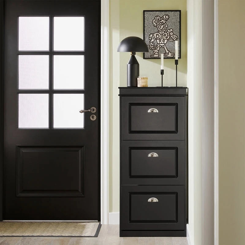 3-Drawer Flip-Door Shoe Cabinet with Top Storage Shelf White