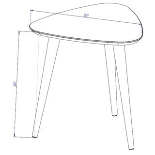 Dreieckiger Beistelltisch mit ausgestellten Beinen aus Massivholz, matte Lackoberfläche