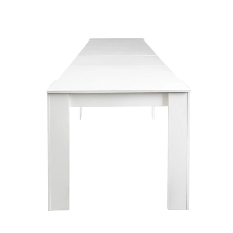 White Extendable Console Dining Table Chipboard MDF Elegant Modern