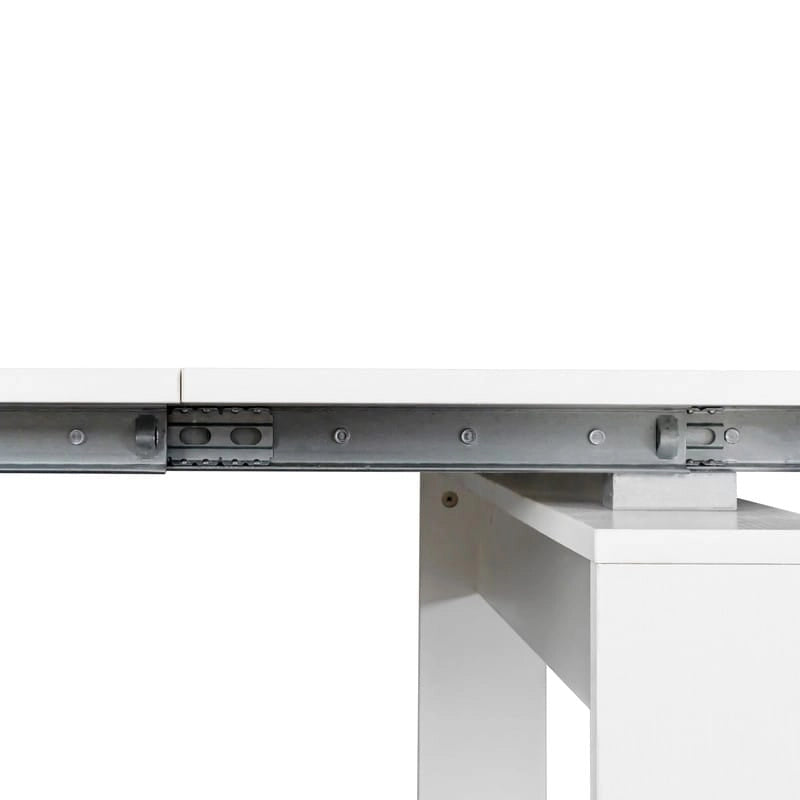 White Extendable Console Dining Table Chipboard MDF Elegant Modern