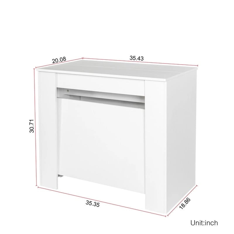 White Extendable Console Dining Table Chipboard MDF Elegant Modern