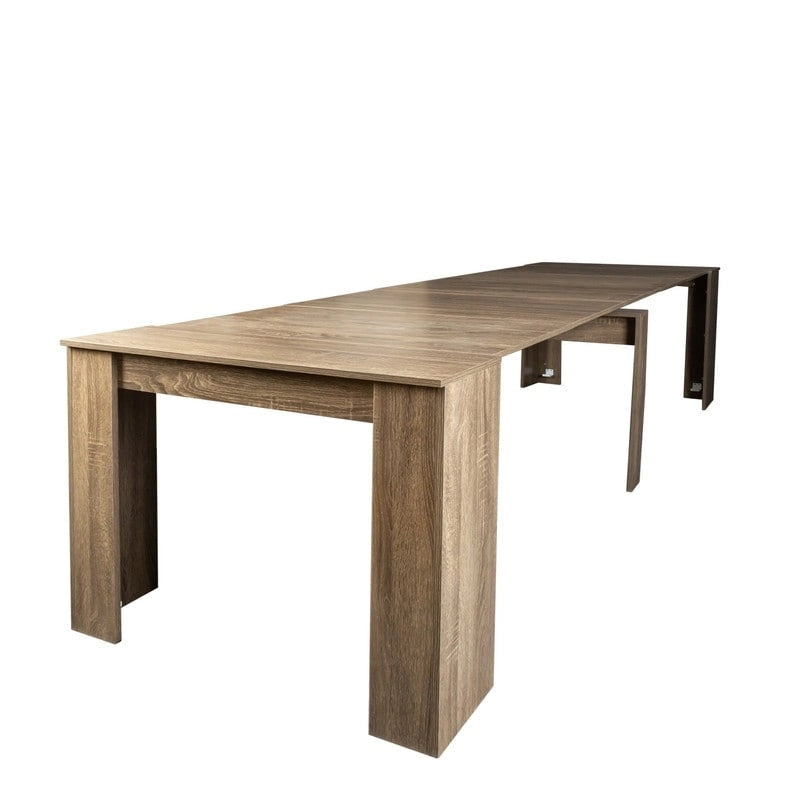 White Extendable Console Dining Table Chipboard MDF Elegant Modern