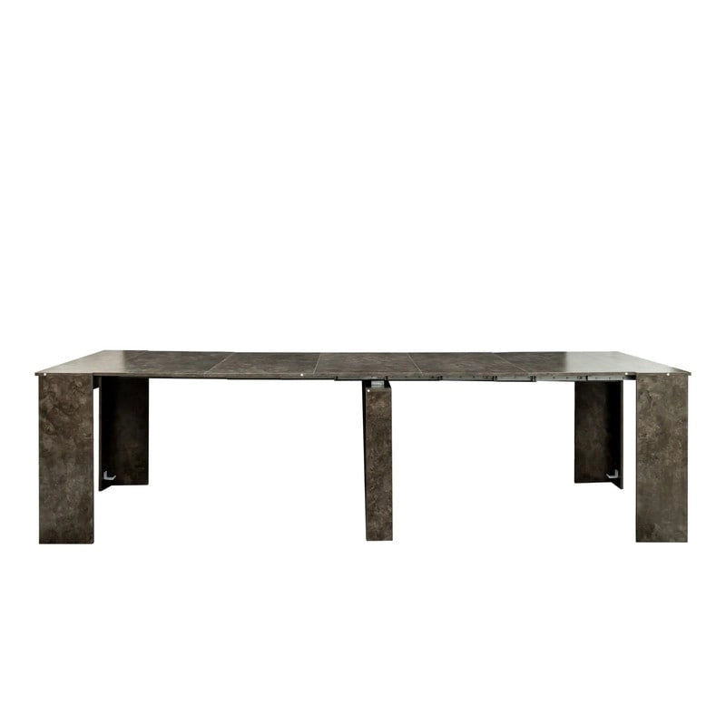 White Extendable Console Dining Table Chipboard MDF Elegant Modern