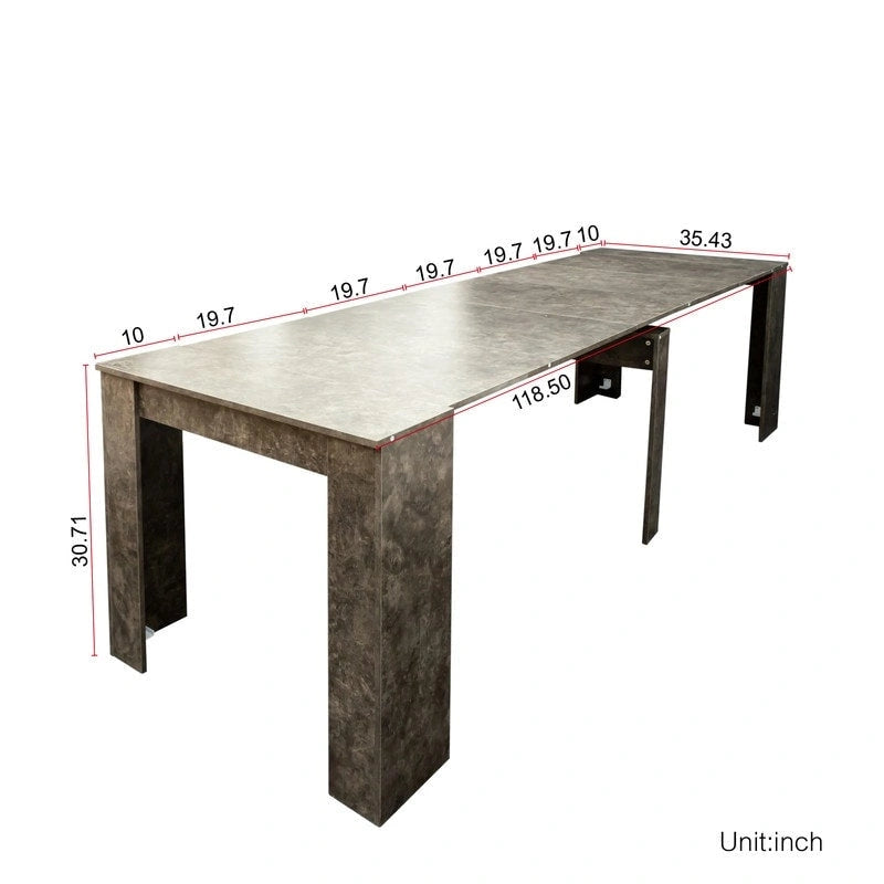 White Extendable Console Dining Table Chipboard MDF Elegant Modern