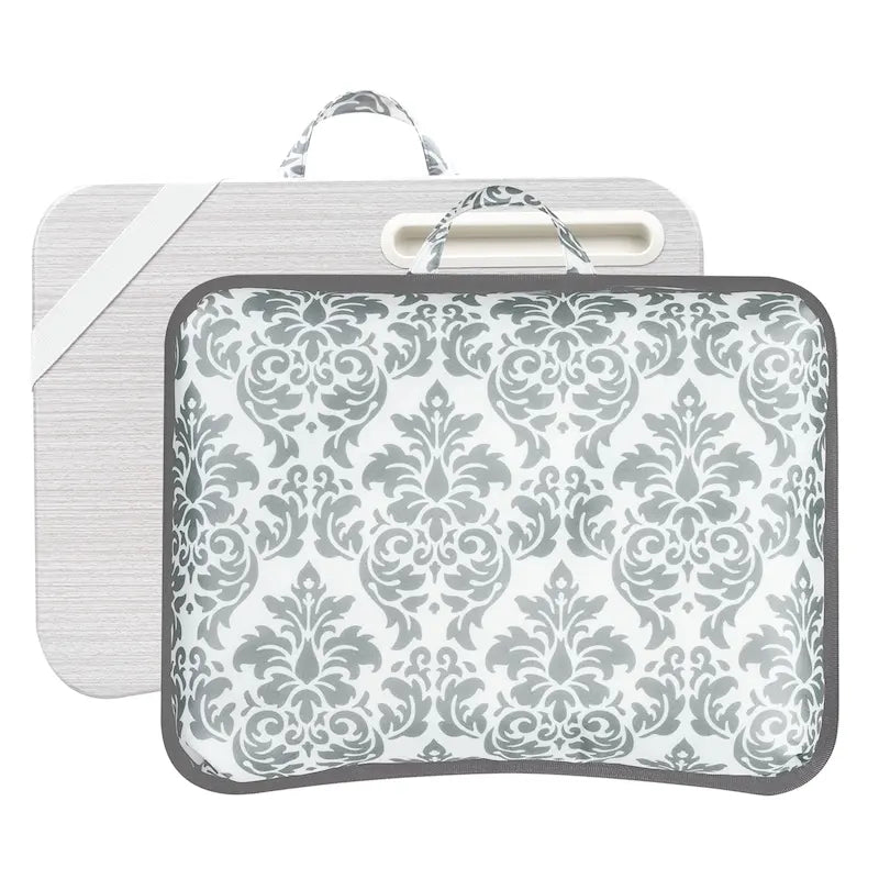 Floral Pattern Lap Desk with Phone Holder and Microbead Cushion Portable