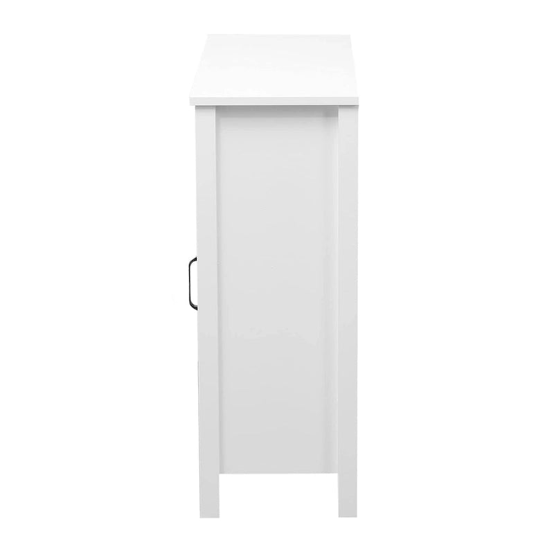 White Farmhouse Bathroom Storage Cabinet with Sliding Barn Door