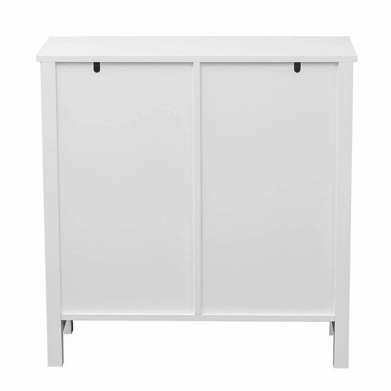White Farmhouse Bathroom Storage Cabinet with Sliding Barn Door