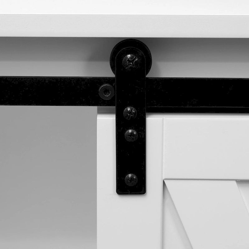 White Farmhouse Bathroom Storage Cabinet with Sliding Barn Door