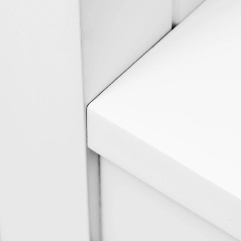 White Farmhouse Bathroom Storage Cabinet with Sliding Barn Door