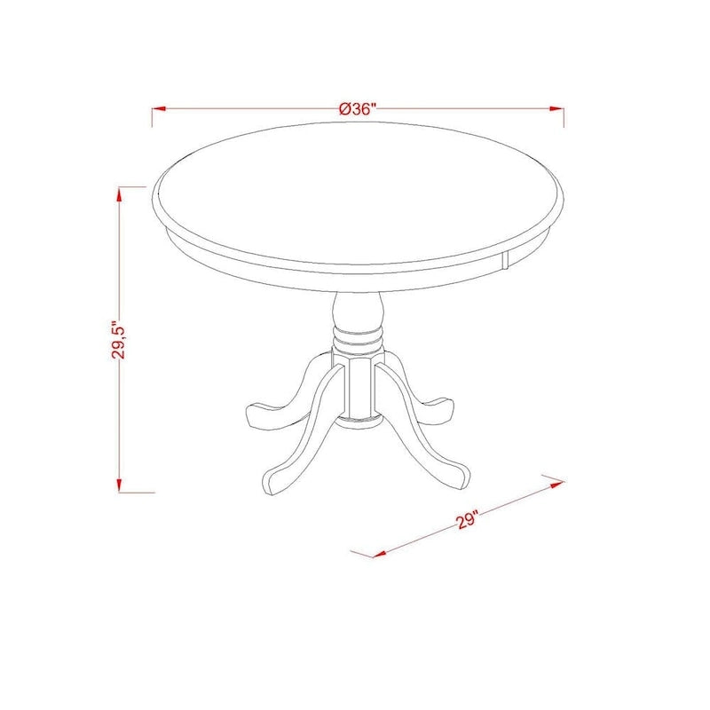 Tavolo da pranzo rotondo con piedistallo in legno massello e base tornita, color ciliegio nero e cappuccino