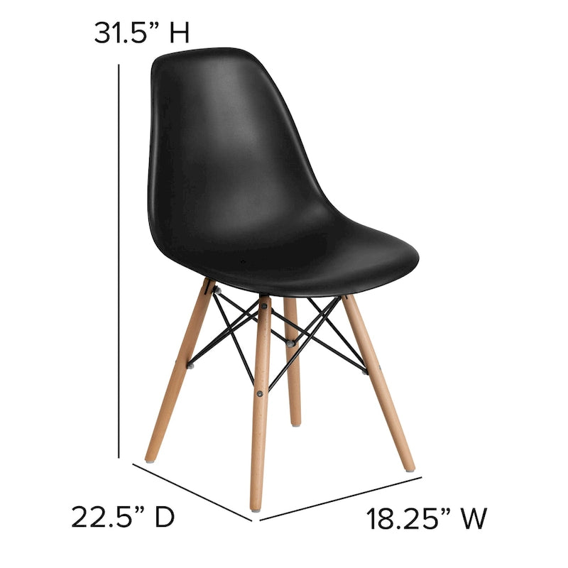 Mid-Century Modern Molded Plastic Side Chair with Wooden Legs