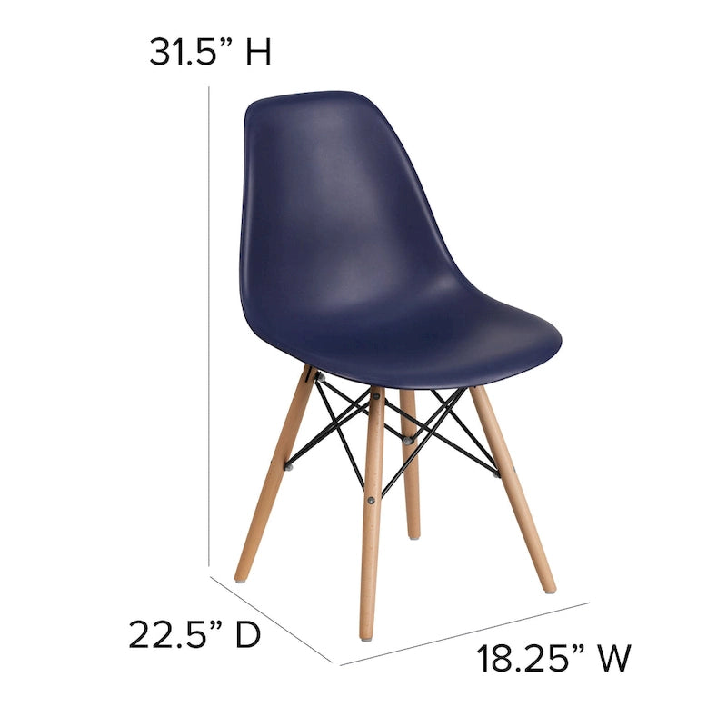 Mid-Century Modern Molded Plastic Side Chair with Wooden Legs