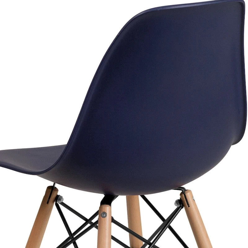 Mid-Century Modern Molded Plastic Side Chair with Wooden Legs