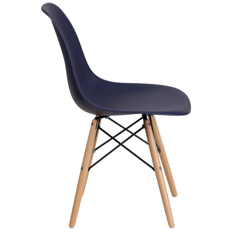 Mid-Century Modern Molded Plastic Side Chair with Wooden Legs