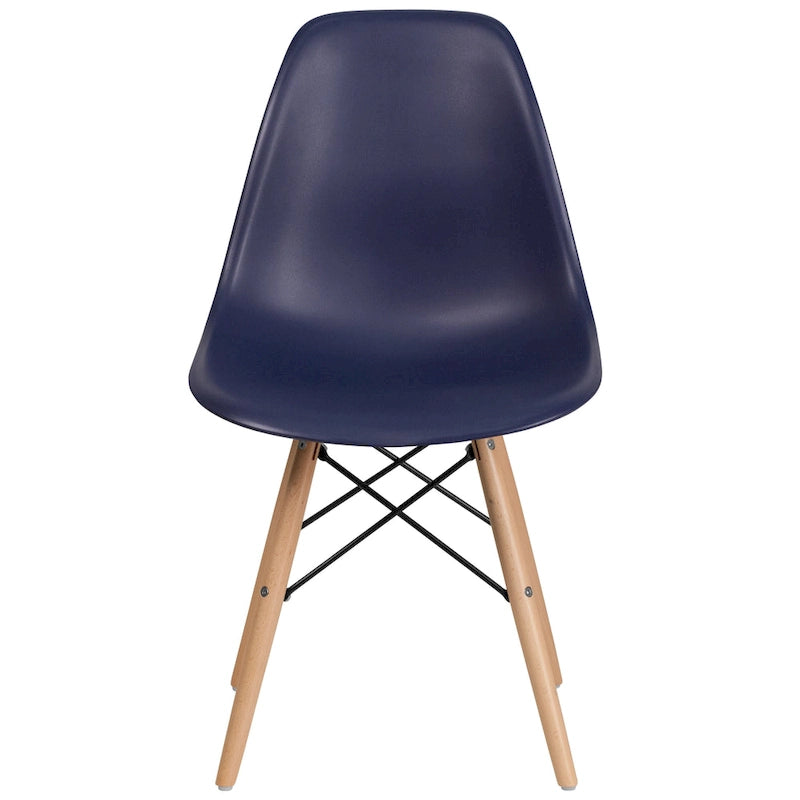 Mid-Century Modern Molded Plastic Side Chair with Wooden Legs