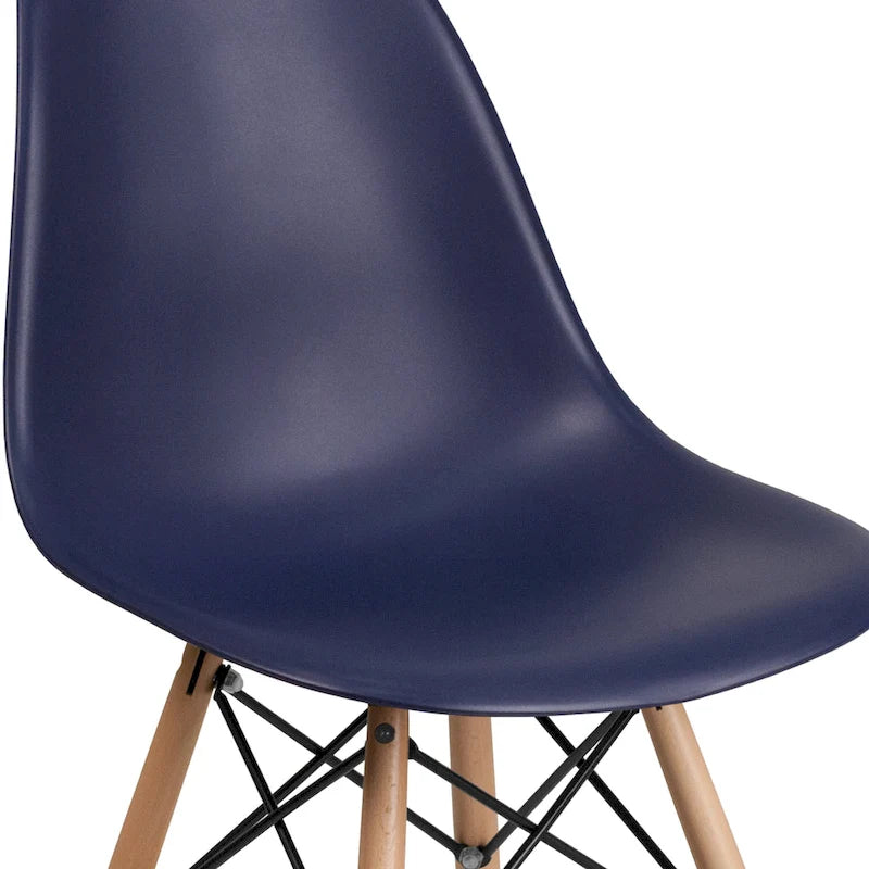 Mid-Century Modern Molded Plastic Side Chair with Wooden Legs