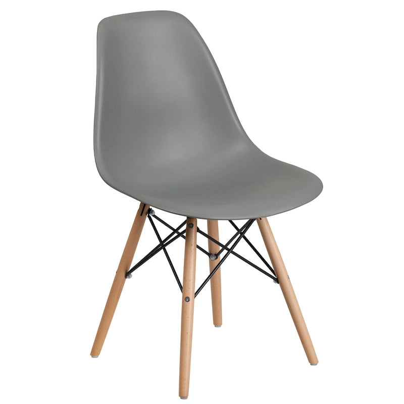 Mid-Century Modern Molded Plastic Side Chair with Wooden Legs