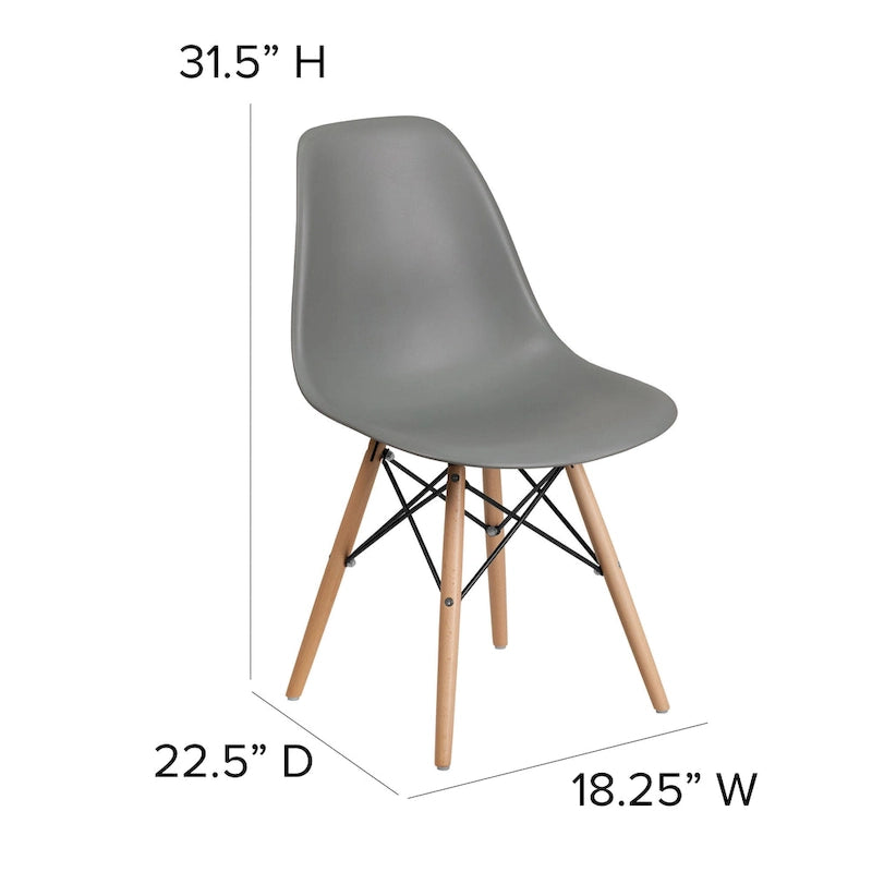 Mid-Century Modern Molded Plastic Side Chair with Wooden Legs