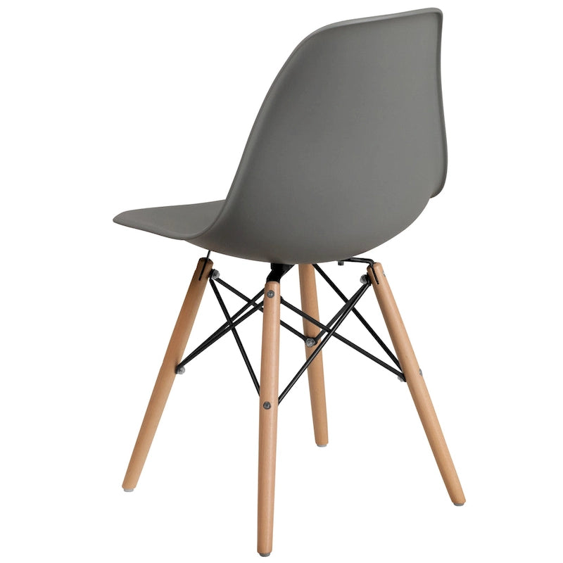 Mid-Century Modern Molded Plastic Side Chair with Wooden Legs