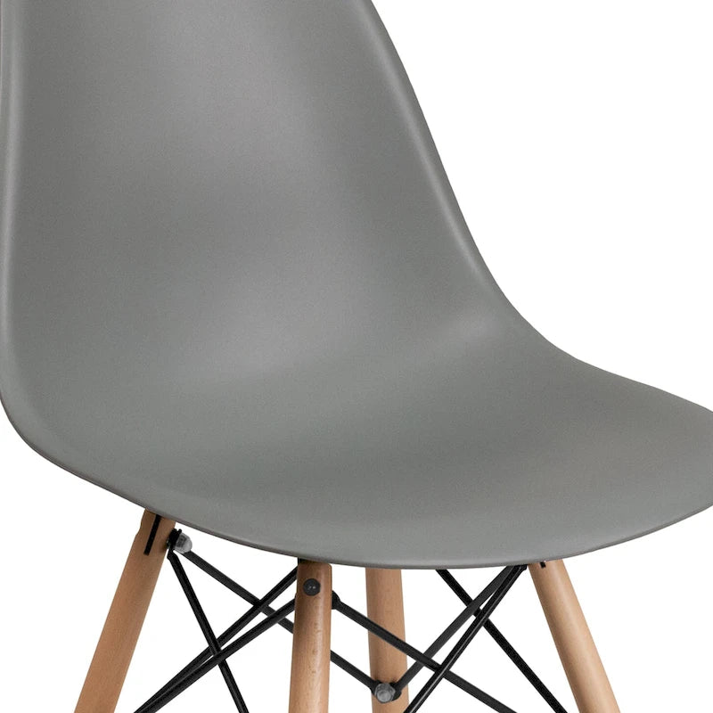 Mid-Century Modern Molded Plastic Side Chair with Wooden Legs