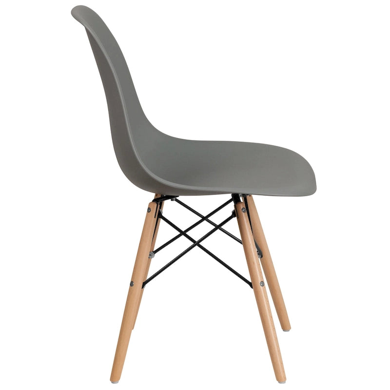 Mid-Century Modern Molded Plastic Side Chair with Wooden Legs
