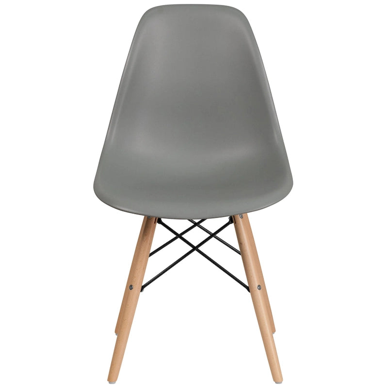 Mid-Century Modern Molded Plastic Side Chair with Wooden Legs