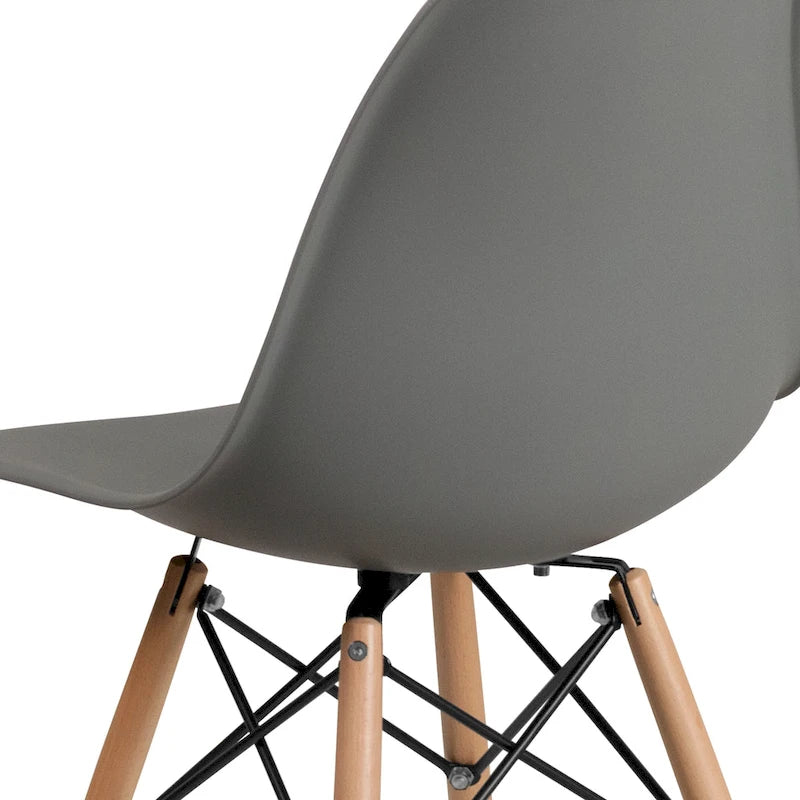 Mid-Century Modern Molded Plastic Side Chair with Wooden Legs